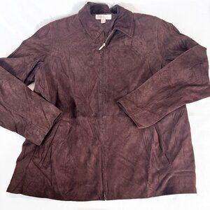 Katherine Kelly Brown Lamb Skin Jacket Size Large full Zip